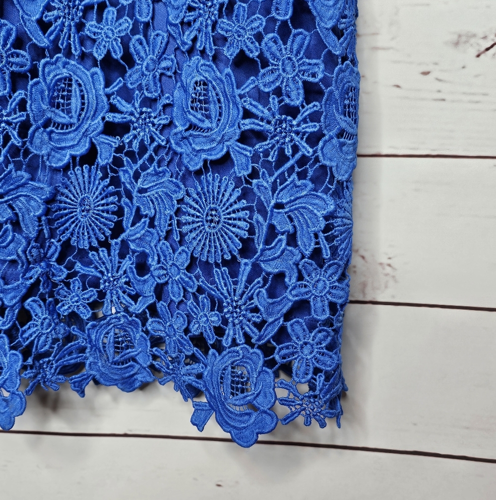 Lulus Love Poem Blue Lace Sheath Dress - Picture 4 of 7